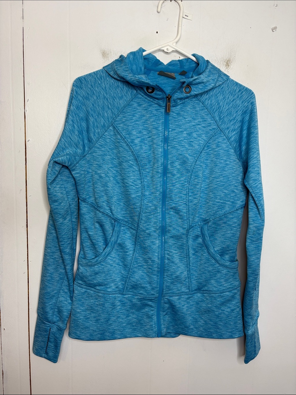 Athleta Jacket Womens M Zip Hooded Sweatshirt Fleece Lined Strength Space dye